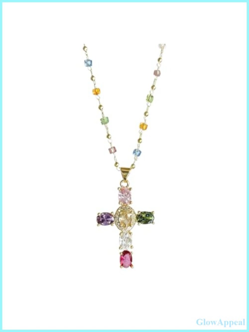 Colorful Crystal Rainbow Pendant Necklace Alloy Clavicle Women Jewelry